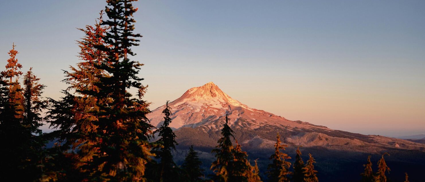 Sunset view of Mt Hood in Oregon