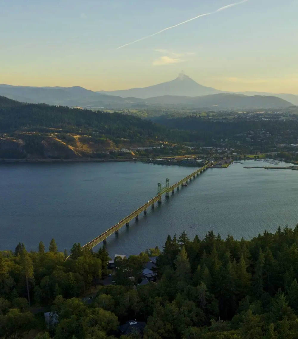 Hood River bridge aerial view