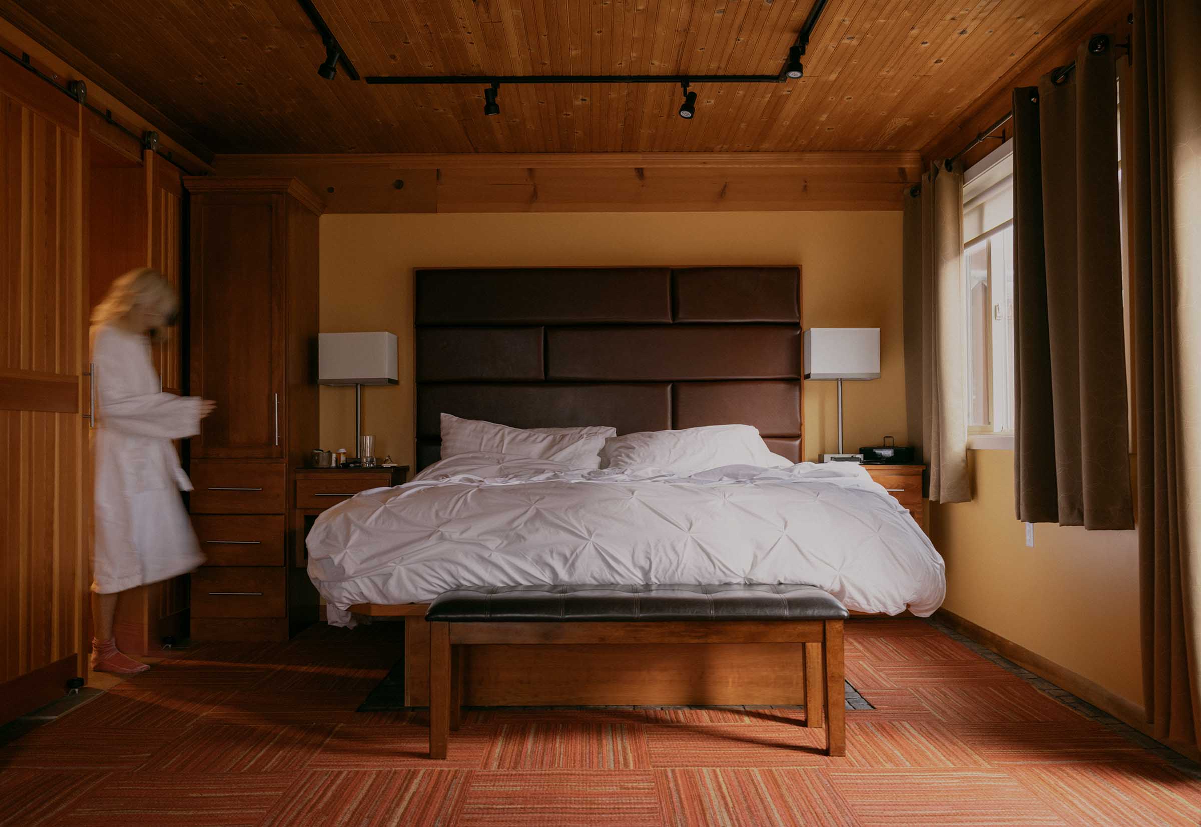woman in a boutique hotel room