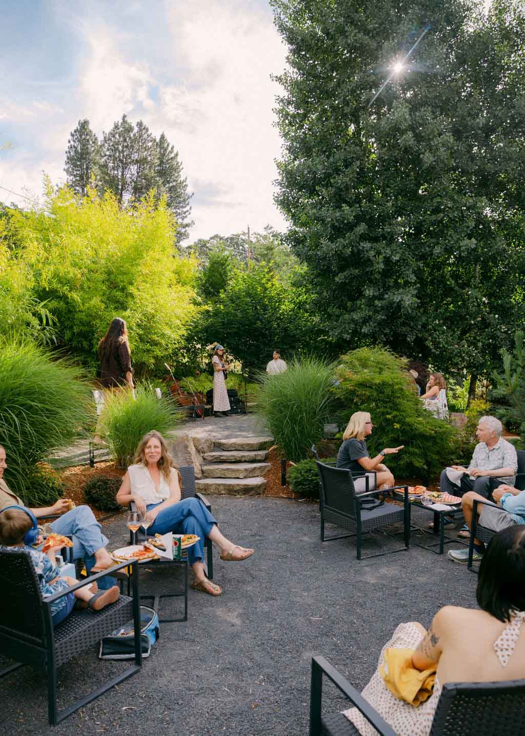 hotel garden in the summer
